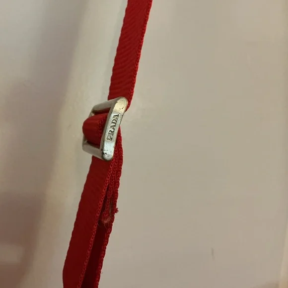 PRADA Nylon Red Messenger Crossbody Bag w/ Shoulder Strap Vintage Authentic - Picture 3 of 16